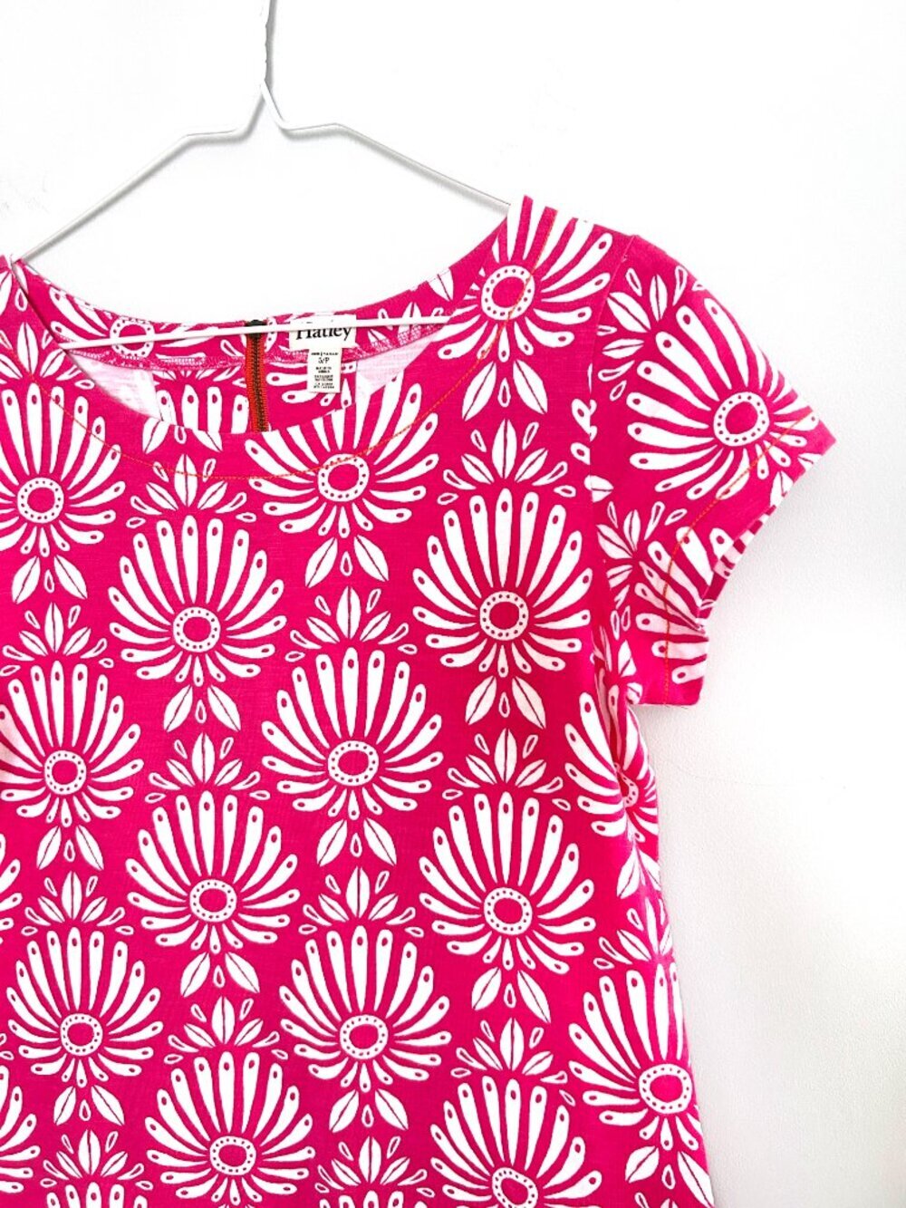 Hatley Pink Floral Tshirt Dress 100% Cotton Casual Summer Midi Dress Size Small - Picture 2 of 9